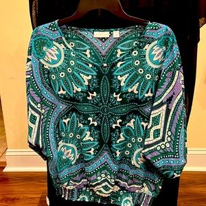 Ladies New York and Company multi color shirt.  Size medium. 100% polyester